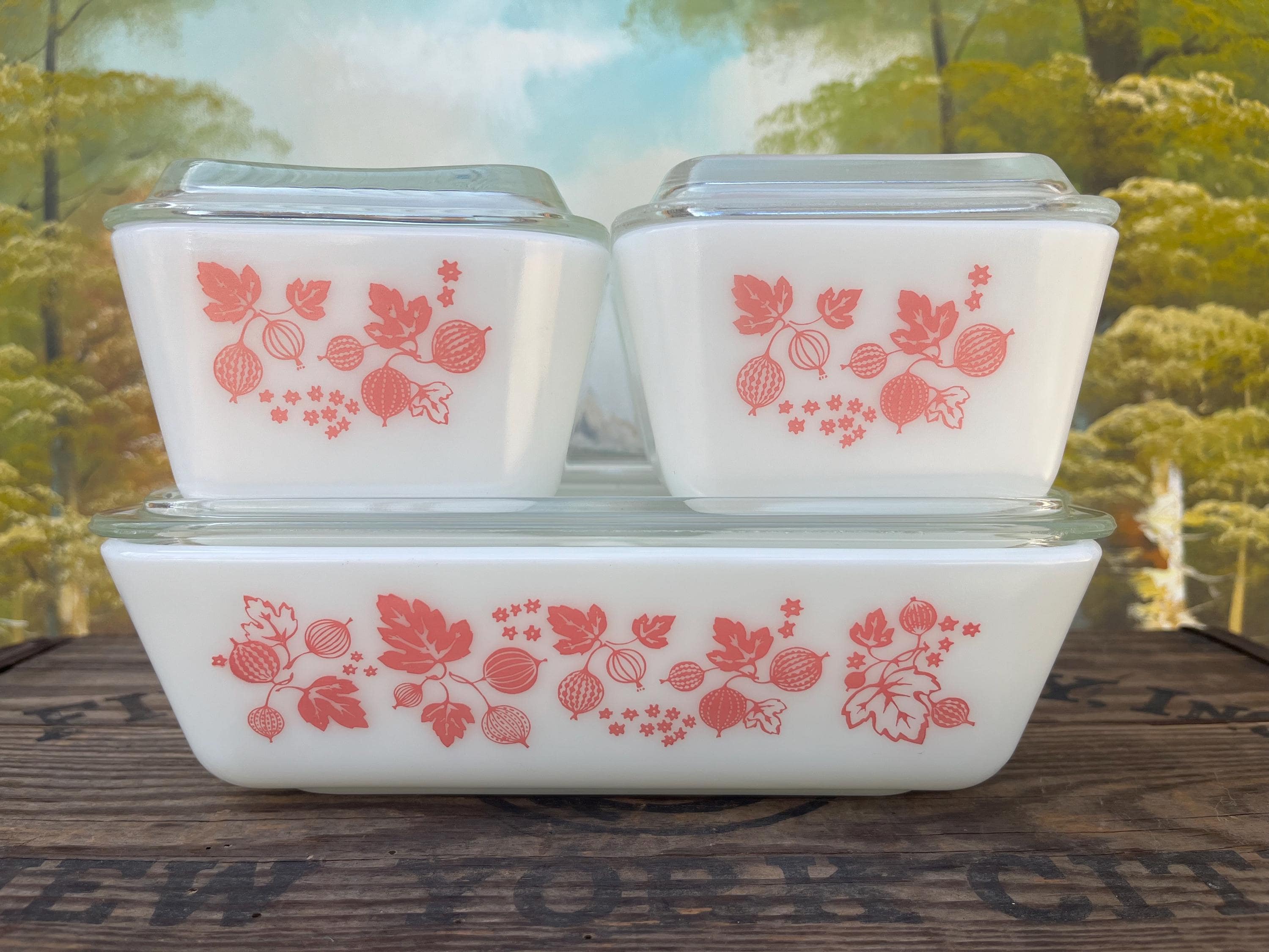Pyrex リフリジレーター　M２個　Ｓ４個　グーズベリー Pyrex Gooseberry Refrigerator Dishes - Etsy