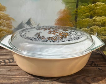 1970-1971 Vintage Pyrex Floral Bubbles 045 Promotional Oval Casserole with Lid  2.5 Qt
