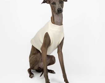 Camiseta regata leve de algodão waffle para galgos italianos e whippets | Creme
