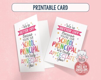 Biglietto di ringraziamento per il preside, regalo stampabile per ringraziare il preside