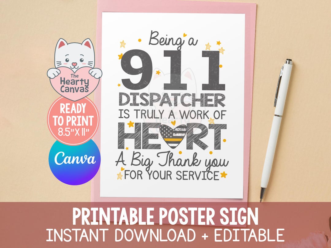911 Dispatcher Printable Sign, Public Safety Telecommunicators Week ...