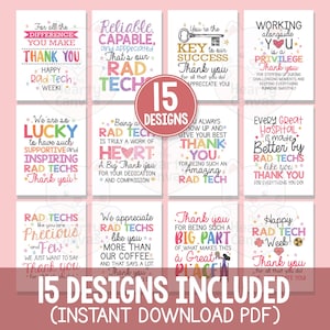Rad Tech Week Posters Set, Printable  Rad Tech Appreciation Thank You Signs