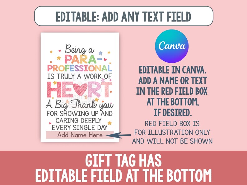 Paraprofessional Gift Tag, Printable Para Appreciation, Thank You ...