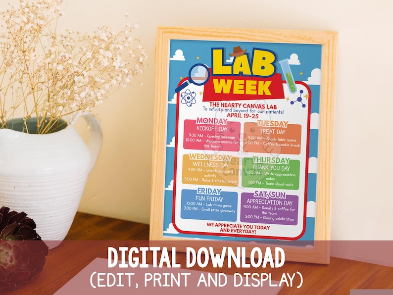 Lab Week Itinerary Poster Sign, National Lab Week Events Schedule ...