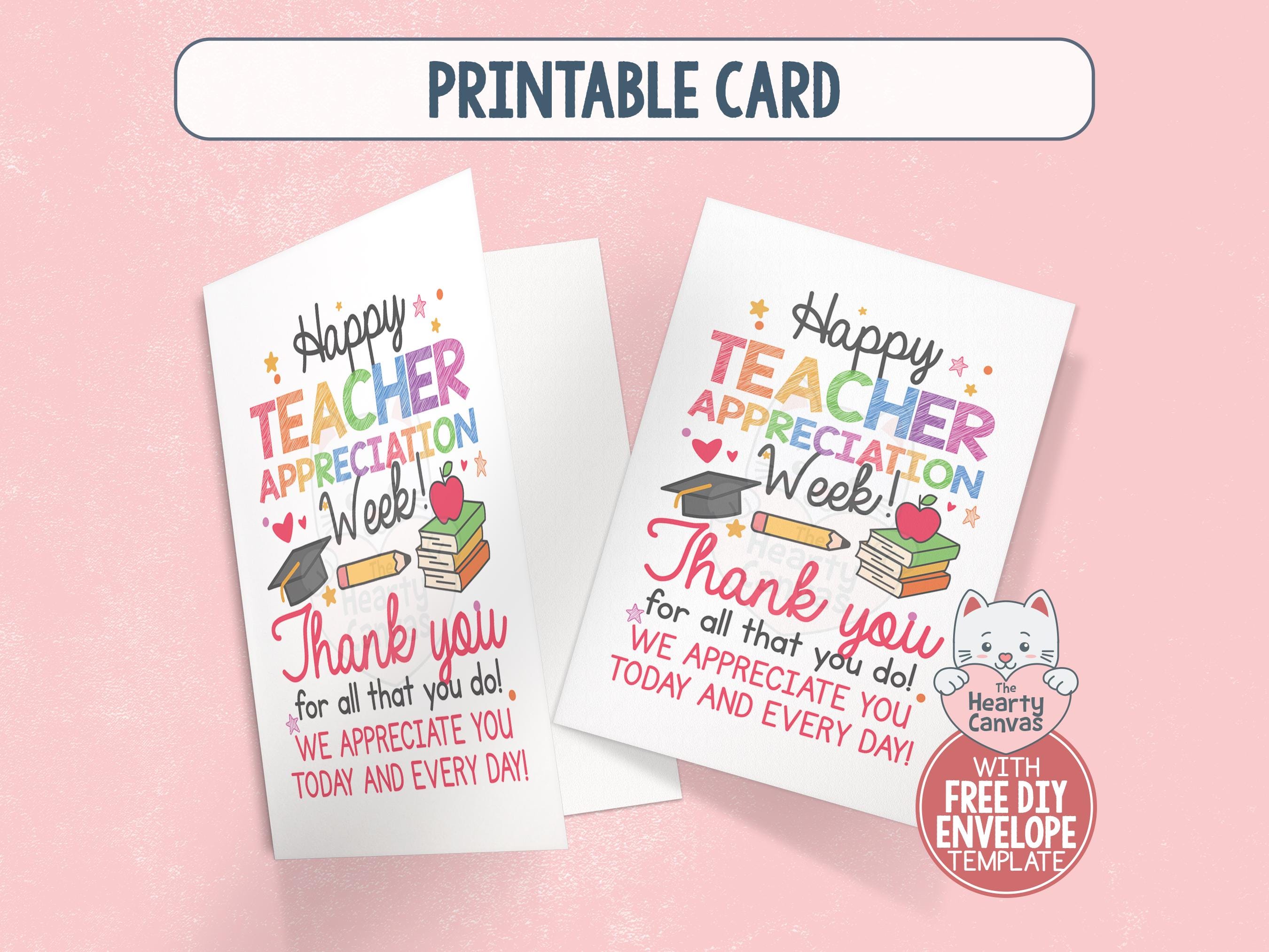 Teacher Appreciation Week Card, Printable Thank You Teacher Gift - Etsy