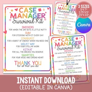 Etiketten für das Fallmanager-Überlebenspaket, druckbare Etiketten zur Woche der Wertschätzung für Fallmanager