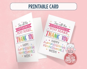 Administrative Professionals Week Card, Printable Admin Appreciation Week Gift
