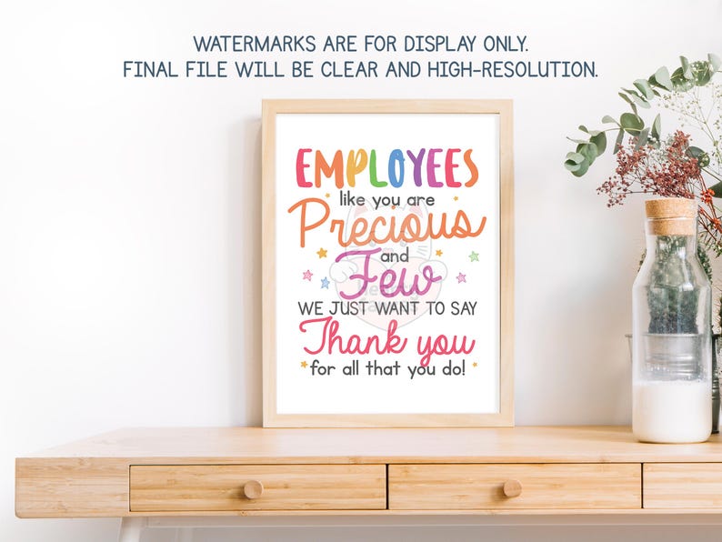 All Employees Lettering Employee Appreciation Sign, Printable Thank You Employees Gift ...