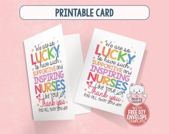 Cadeau d'appréciation d'infirmière, carte imprimable de semaine d'infirmières, carte de remerciement d'infirmière