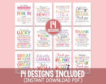 Letreros para el Día de los Profesionales Administrativos, Pósteres Imprimibles de Agradecimiento a los Administradores, Decoración para la Semana Administrativa