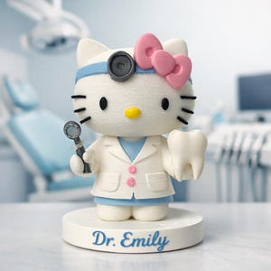 Kawaii Tandläkarfigur – HelloKitty-inspirerad design, perfekt present till tandläkare