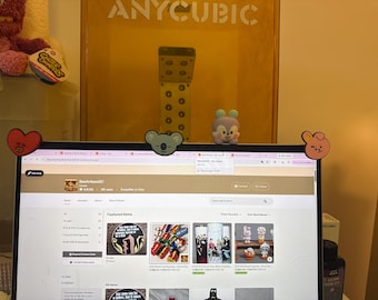 Adorno para monitor de BT21 de K-pop | Decoración magnética o adhesiva para pantalla | Accesorio de escritorio kawaii | Regalo para fans | Lindo compañero para monitor
