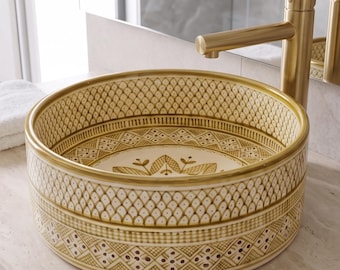 Artisan Hand-Painted Round Vessel Sink - Custom Color Bathroom Basin