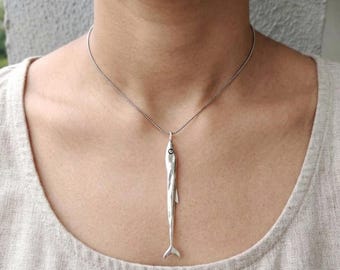 Handmade Sardine Fish Pendant Necklace, Coastal Nautical Pendant