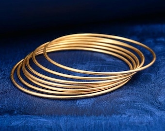 18K Gold Waterproof Bangle - Thin Tarnish-Free Stacking Bangle