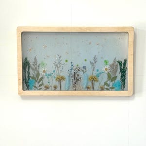 Pressed Botanical Resin Art, Rectangle Wall Decor, Handmade Floral Frame, Nature Inspired Home Decor