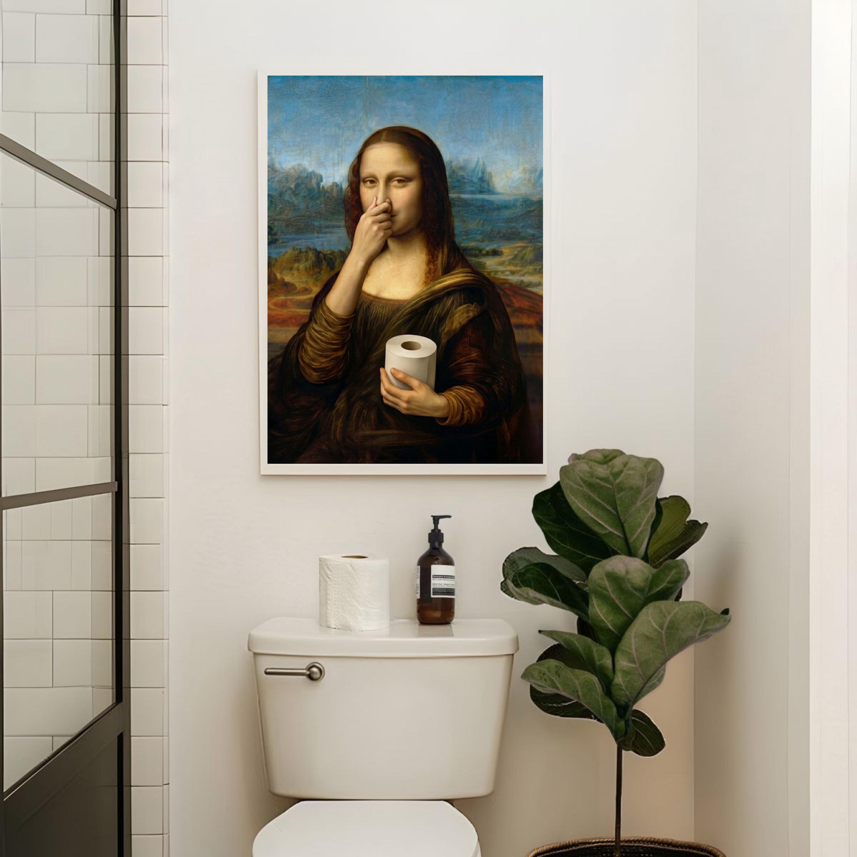 Funny Mona Lisa Toilet Humor Print, Bathroom Art Download, Vintage ...
