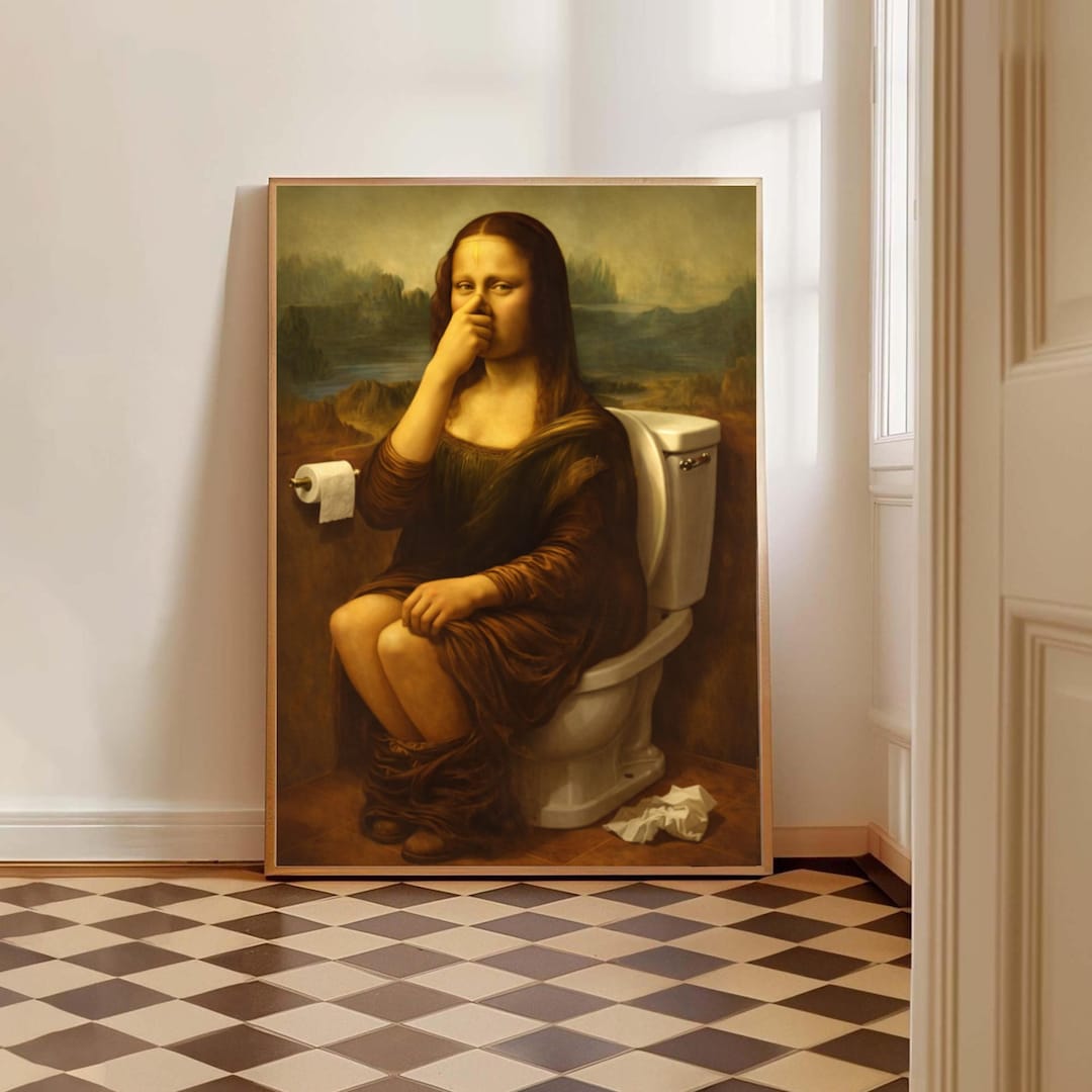 Funny Mona Lisa Toilet Art Print, Renaissance Parody Bathroom Decor - Etsy