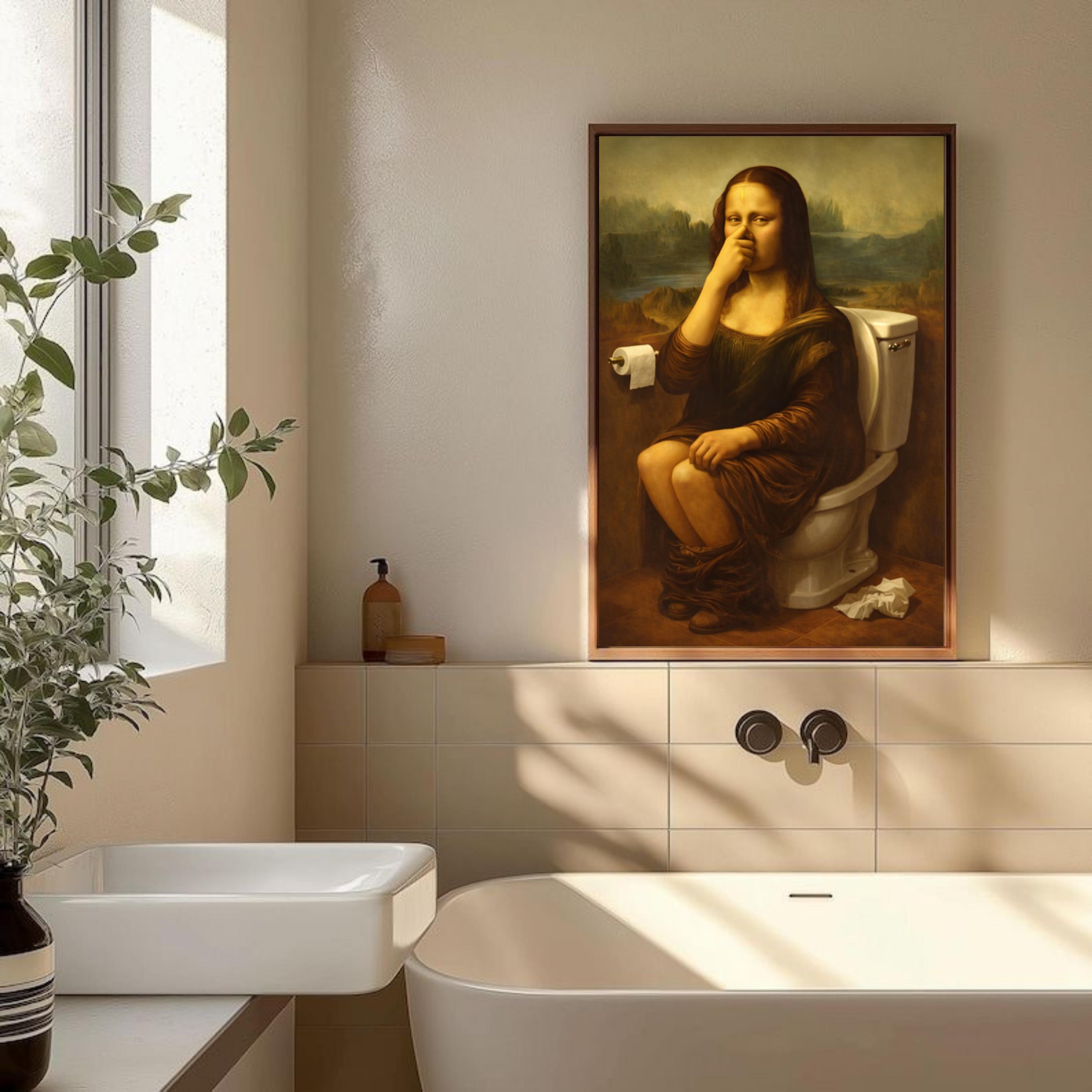 Funny Mona Lisa Toilet Art Print, Renaissance Parody Bathroom Decor - Etsy