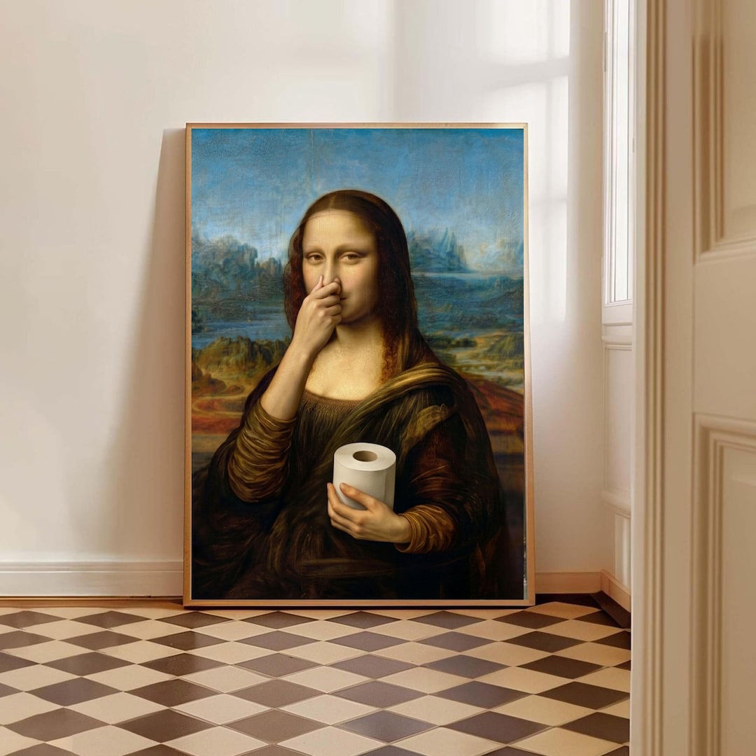 Funny Mona Lisa Toilet Humor Print, Bathroom Art Download, Vintage ...