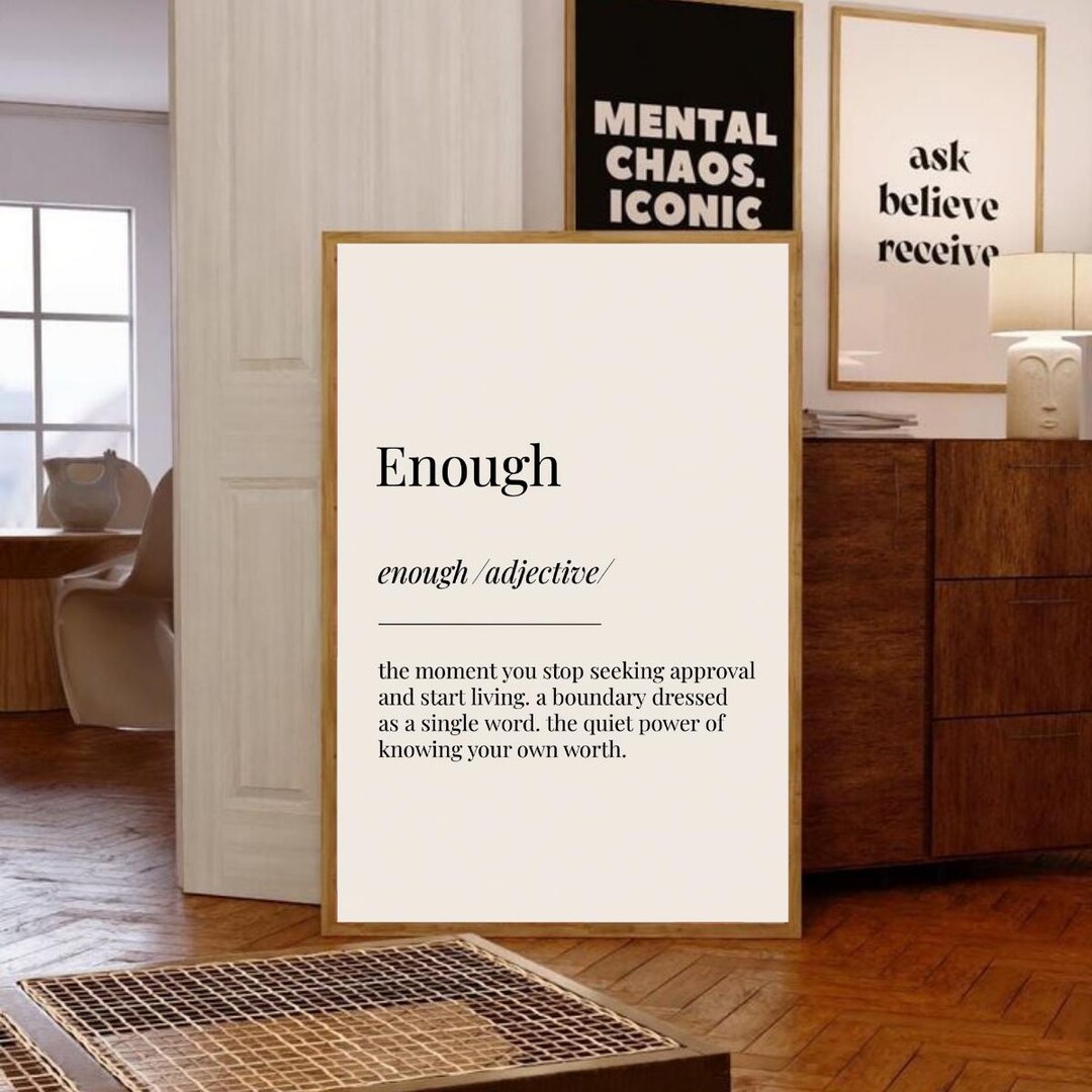 Minimalist “enough” Wall Art Print, Motivational Quote Poster, Self ...