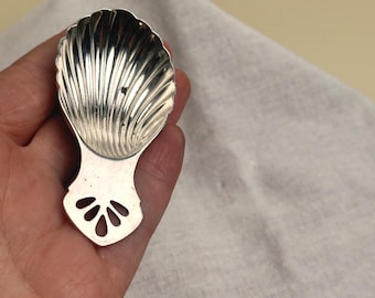 English Silver Plated Shell Spoon Condiment Caddy Vintage 3"