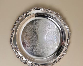 Towle EP 2829 Silver-plated  Serving Tray, Ornate 12 Inch Round Platter