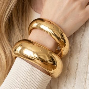 Bracelet Jonc Doré Set Chunky Minimal Statement Élégant