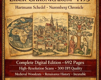 Liber Chronicarum 1493 – Hartmann Schedel – Nuremberg Chronicle – Medieval Woodcuts – Antique Manuscript Prints – Vintage History Pages