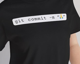 Camiseta engraçada para programadores com a frase "Git Commit", camiseta com humor para desenvolvedores.