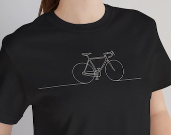 Camiseta de ciclismo de estrada, camiseta com estampa de ciclismo em estilo linear, camiseta ideal para presentear ciclistas.