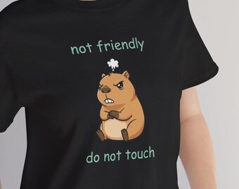 Camiseta engraçada "Não Amigável, Não Toque na Capivara" | Camiseta com estampa antissocial | Presente para introvertido
