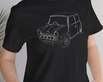 Klassisches Mini Cooper T-Shirt, Austin Mini Line Art T-Shirt