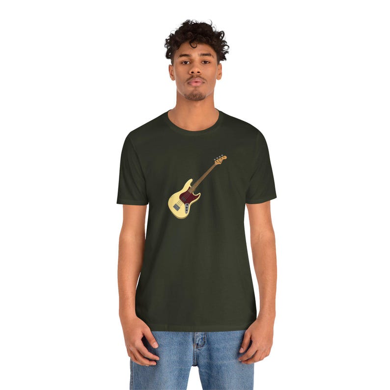 Jazz Bass Guitar T-Shirt | Fender J-Bass Illustration Tee | Bassist Gift Music Lover image 11