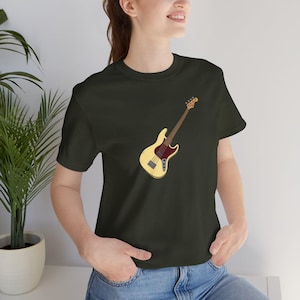 Jazz Bass Guitar T-Shirt | Fender J-Bass Illustration Tee | Bassist Gift Music Lover image 4