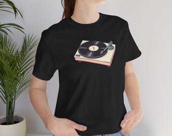 Camiseta Toca-Discos | Camiseta Vintage com Estampa de Vinil | Presente para Amantes da Música e Audiófilos