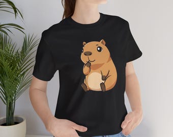 Camiseta com estampa de capivara kawaii | Camiseta para amantes de animais, roupa com estampa de roedor descolado