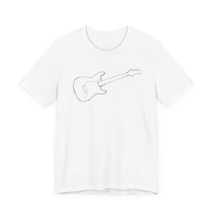 T-shirt met minimalistische lijntekeningen elektrische gitaar | Stratocaster-shirt met print afbeelding 2