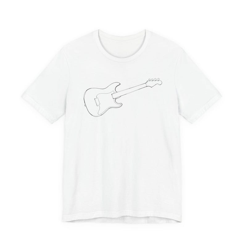 T-shirt met minimalistische lijntekeningen elektrische gitaar | Stratocaster-shirt met print afbeelding 2
