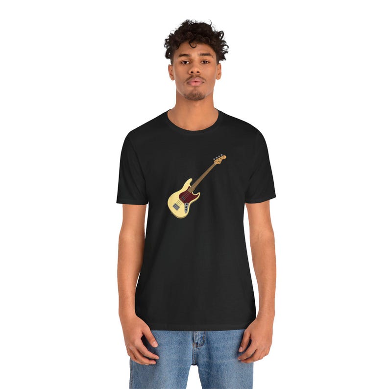 Jazz Bass Guitar T-Shirt | Fender J-Bass Illustration Tee | Bassist Gift Music Lover image 9