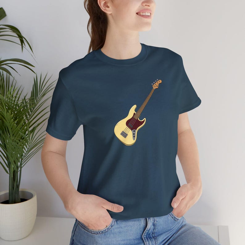 Jazz Bass Guitar T-Shirt | Fender J-Bass Illustration Tee | Bassist Gift Music Lover image 7