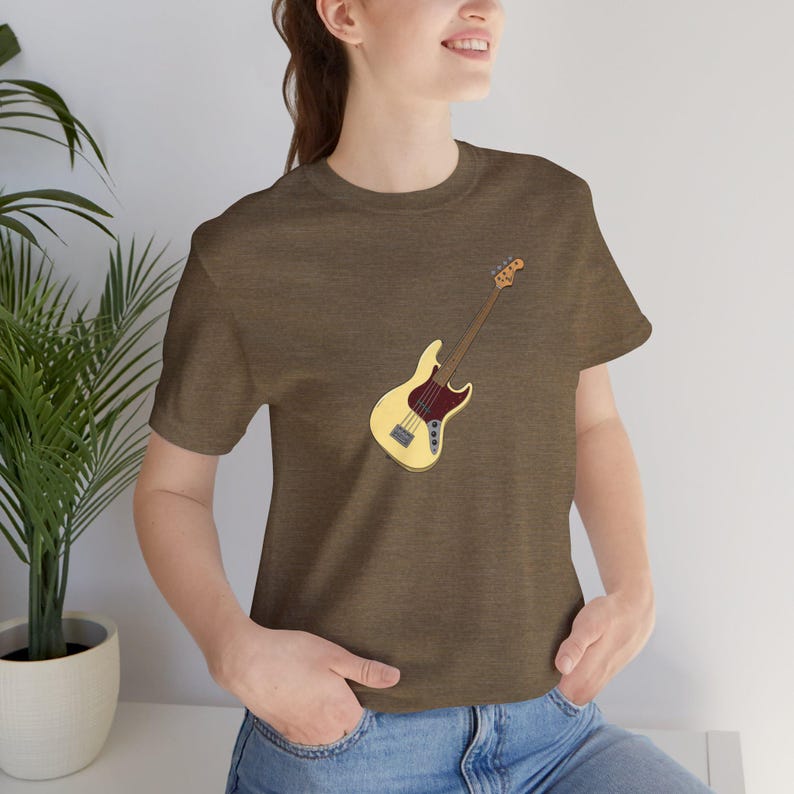 Jazz Bass Guitar T-Shirt | Fender J-Bass Illustration Tee | Bassist Gift Music Lover image 3