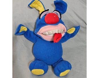 Vintage 1987 Fisher Price Funny Freddy Blue Monster posable plush toy