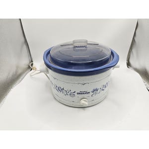 Rival Crock-Pot Långkokare Blå Blommig Vit Stengods Vintage 3100/2 3,5 Liter