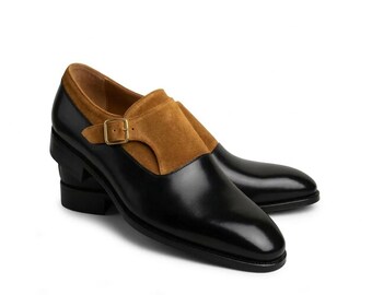 Handmade Leather Suede Monk Strap Shoes Men | Mens Dress Shoes With Buckle | Customized Leather