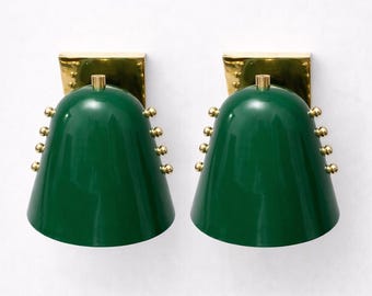 Pair Mid Century Green Wall Sconce | Modern Wall Lamp, Unique Lighting, Plug In Sconce , Wall Light Sconces