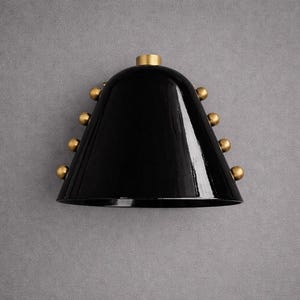 Black Brass Wall Sconce, Mid Century Modern Cone Wall Light, Retro Gold Wall Lamp, Vintage Style Statement Lighting, Minimalist Wall Fixture