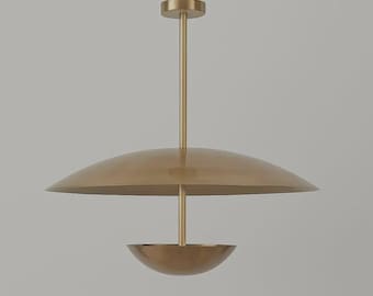 Modern Brass Pendant Light, Mid Century Gold Dome Chandelier, Minimalist Hanging Lamp, Scandinavian Ceiling Fixture, Contemporary Home Light