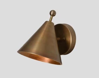 Modern Brass Cone Wall Sconce Mid-century Minimalist Lighting Fixture Scandinavian Nordic Bedroom Bathroom Hallway Décor Adjustable Lamp