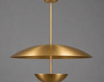 Mid Century Modern Brass Pendant Light, Minimalist Gold Ceiling Fixture, Scandinavian Hanging Lamp, Modern Chandelier Lighting
